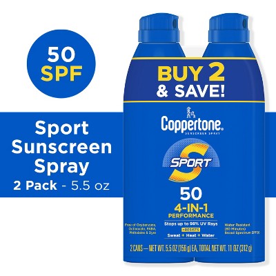 Coppertone Sport Sunscreen Spray SPF 50 11oz Twin Pack