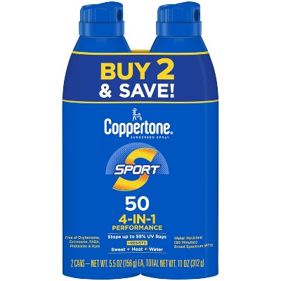 Coppertone Sport Sunscreen Spray SPF 50 11oz Twin Pack
